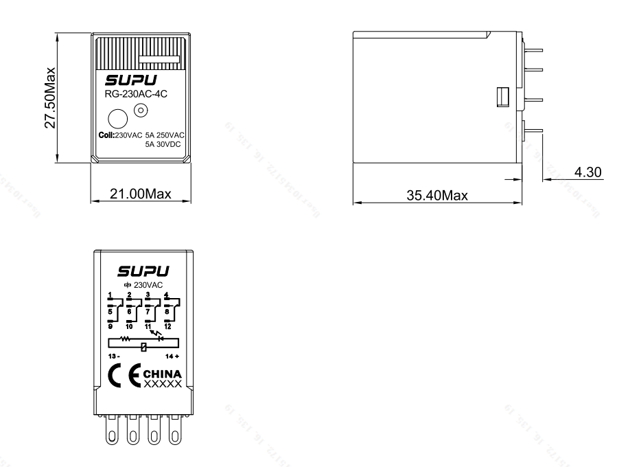 標(biāo)準(zhǔn)型繼電器插頭RG-230AC-4C